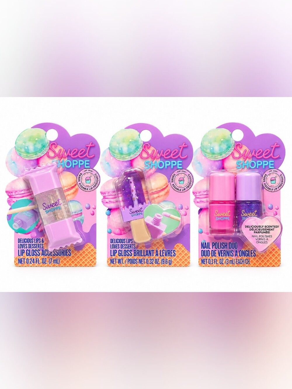 SWEET SHOPPE BEAUTY COLLECTION SCENTED LIP GLOSS & NAIL POLISH 3-PC